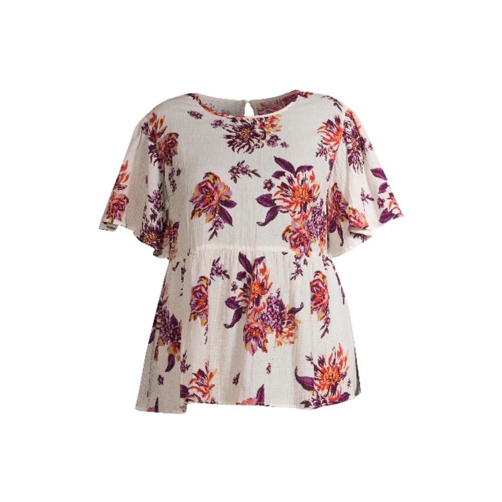 Terra & Sky Women's Plus Floral Print Babydoll Top - Picture 2 of 4
